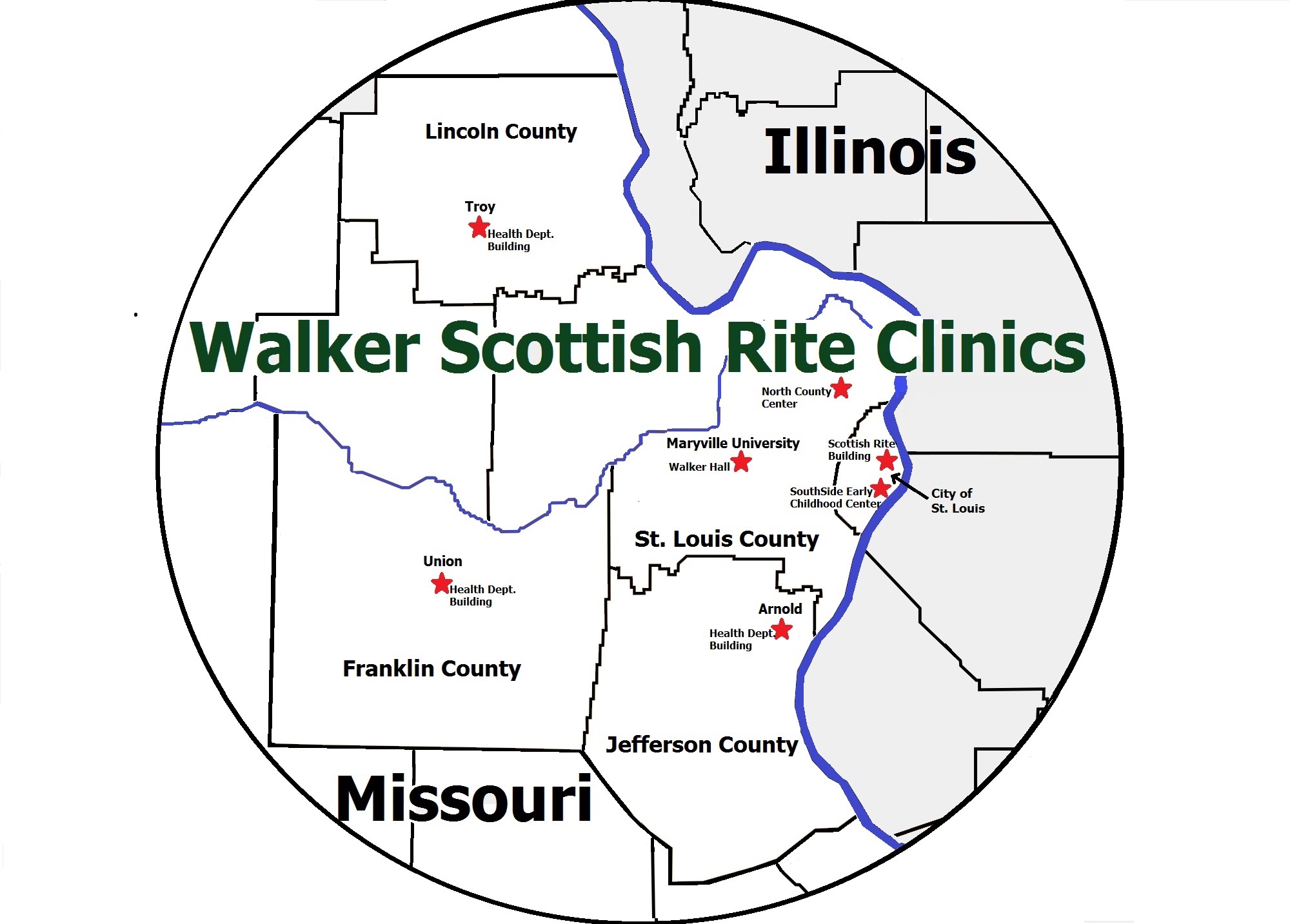 Walker Scottish Rite Clinic Service Map